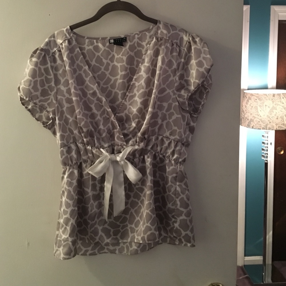 Carole Little grey and white print shirt