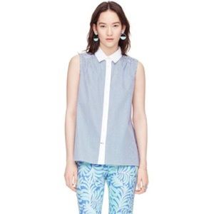 Kate Spade Pinstripe Ruffle Back Shirt