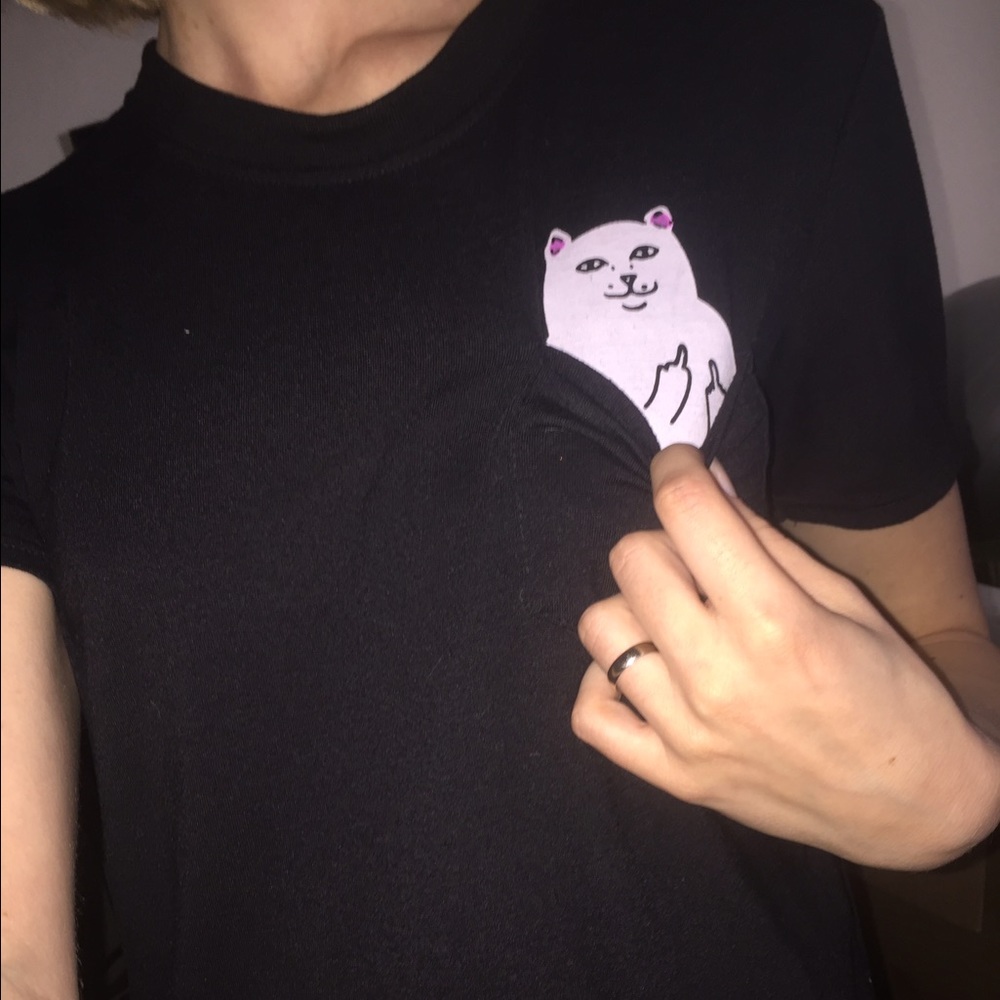 Funny Cat Middle Finger Tee
