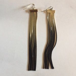 Express Metallic Wide Ombré Chain Fringe Earrings