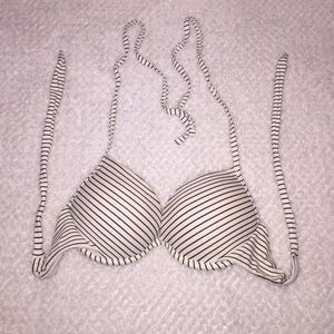Cotton On black&cream stripe push up swim top