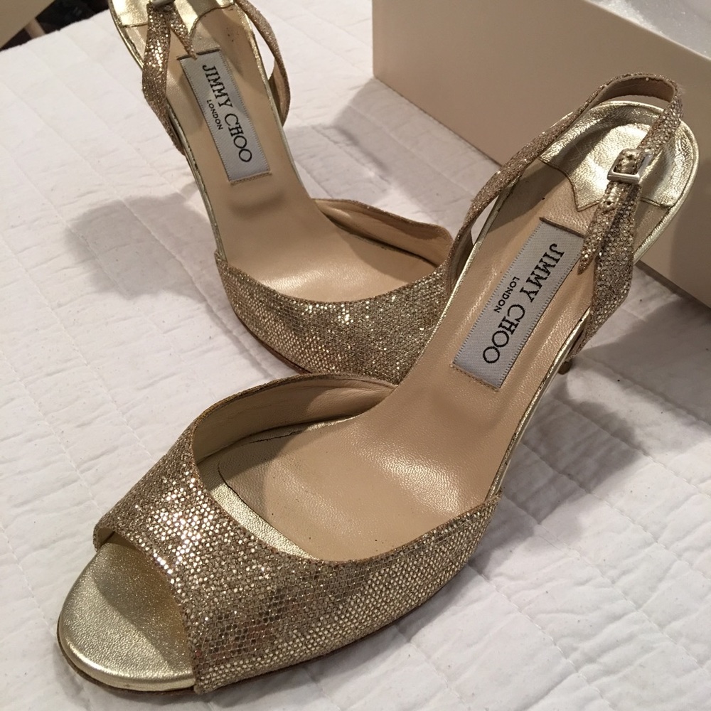 Jimmy Choo Gold Glitter Heels