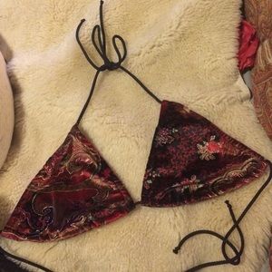 Velvet paisley bikini top