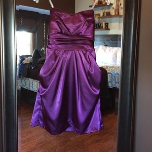Purple strapless dress