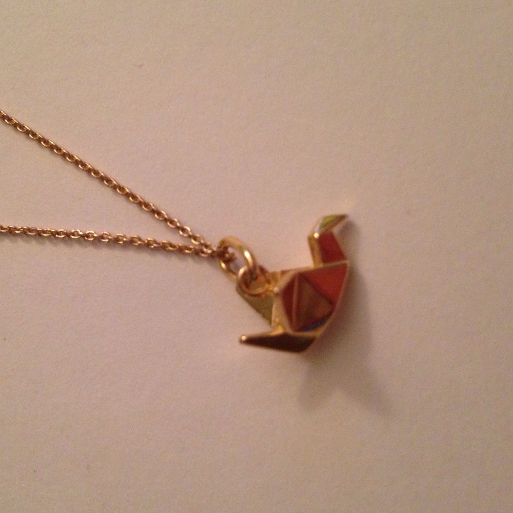 Paper crane pendant necklace