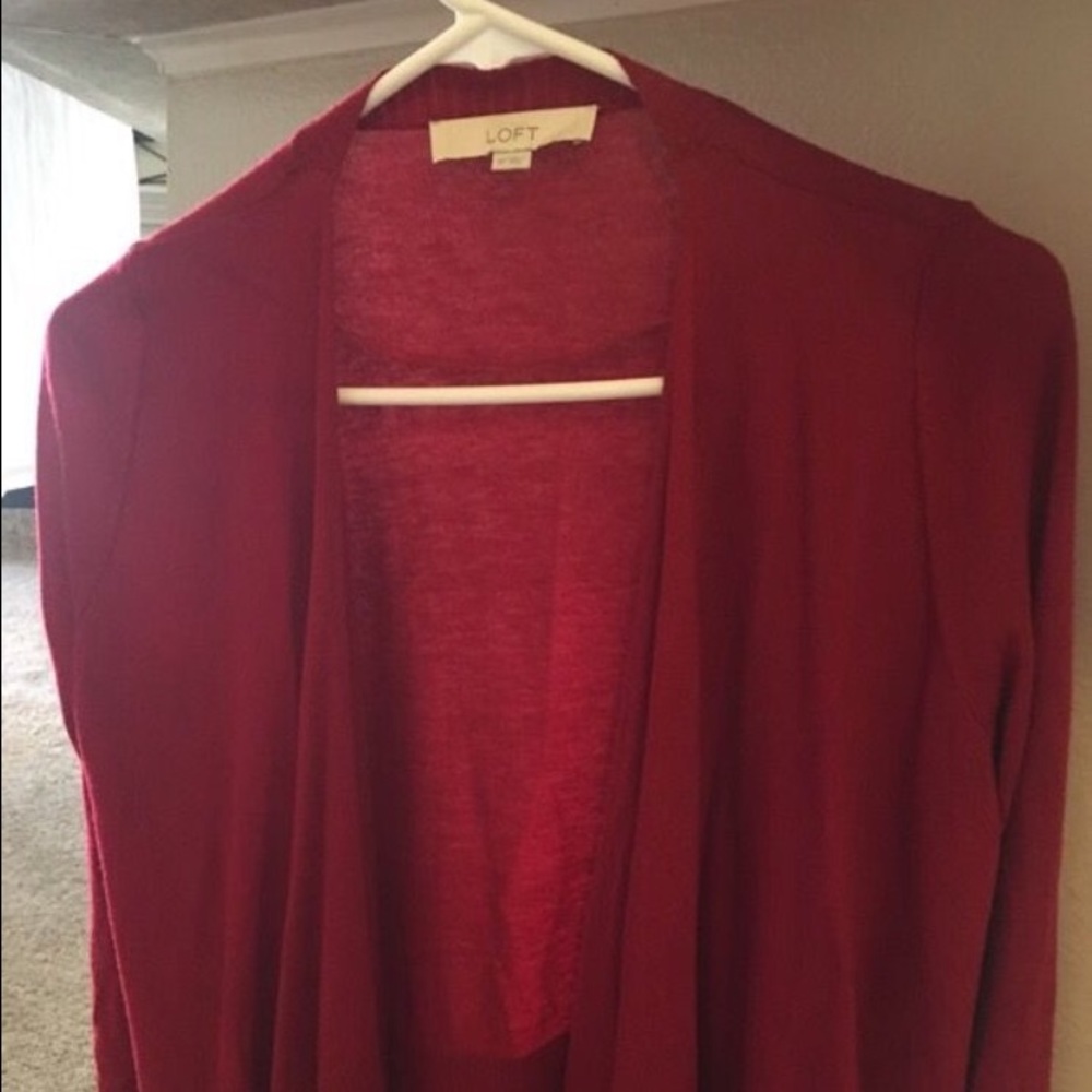 Red Ann Taylor Loft Cardigan