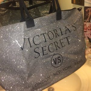 Victoria secret silver glitter bag