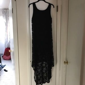 Black lace high low dress
