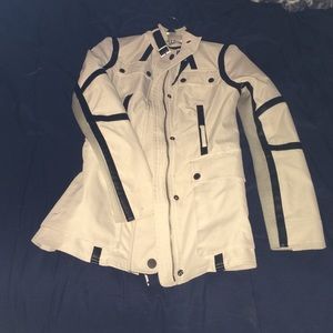BCBG cream and leather rain jacket