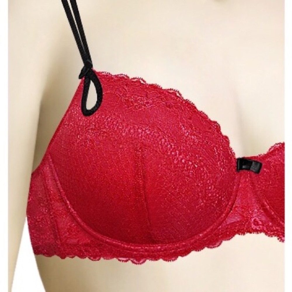 NWOT Red Bra with Black Piping