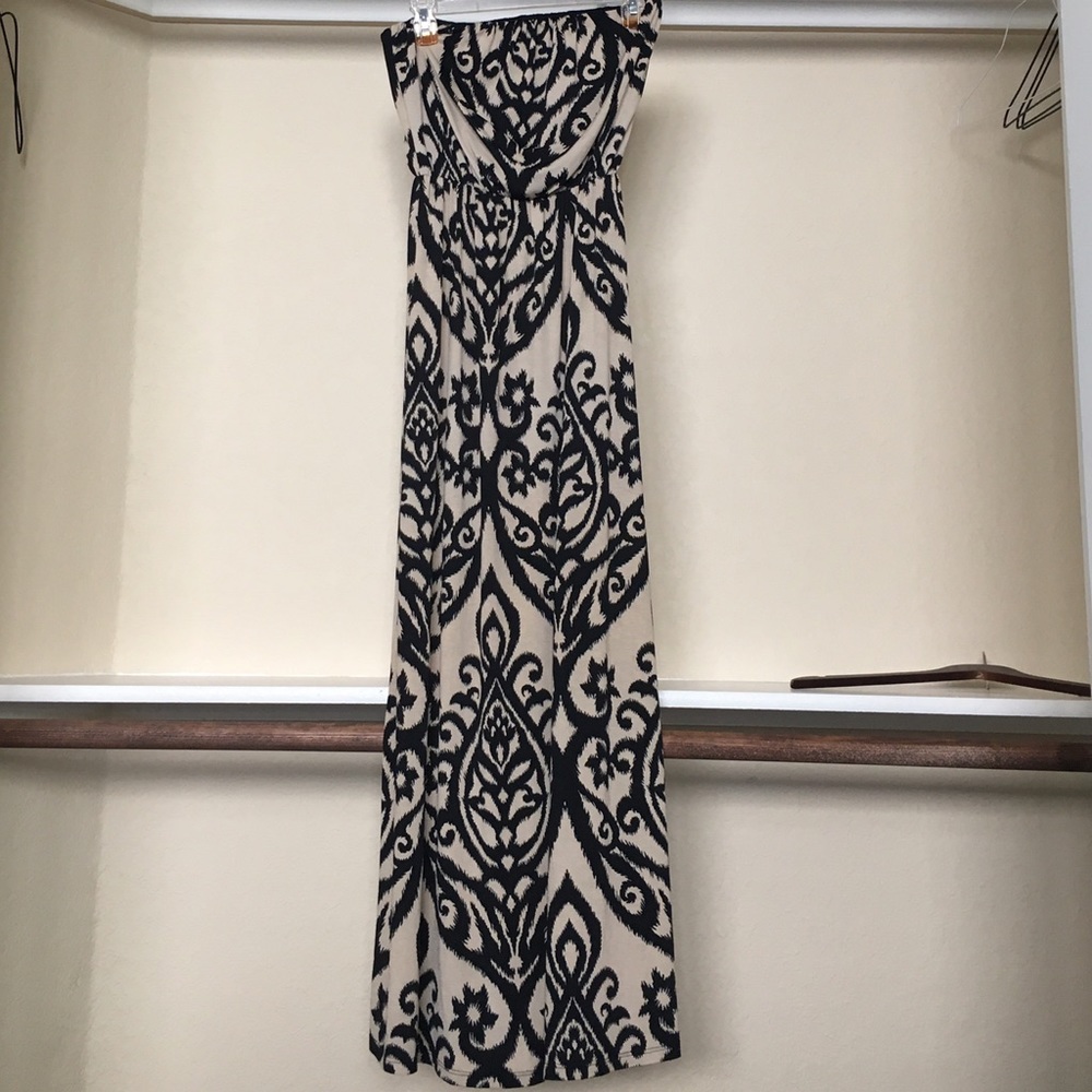 Tan/Black Damask maxi dress