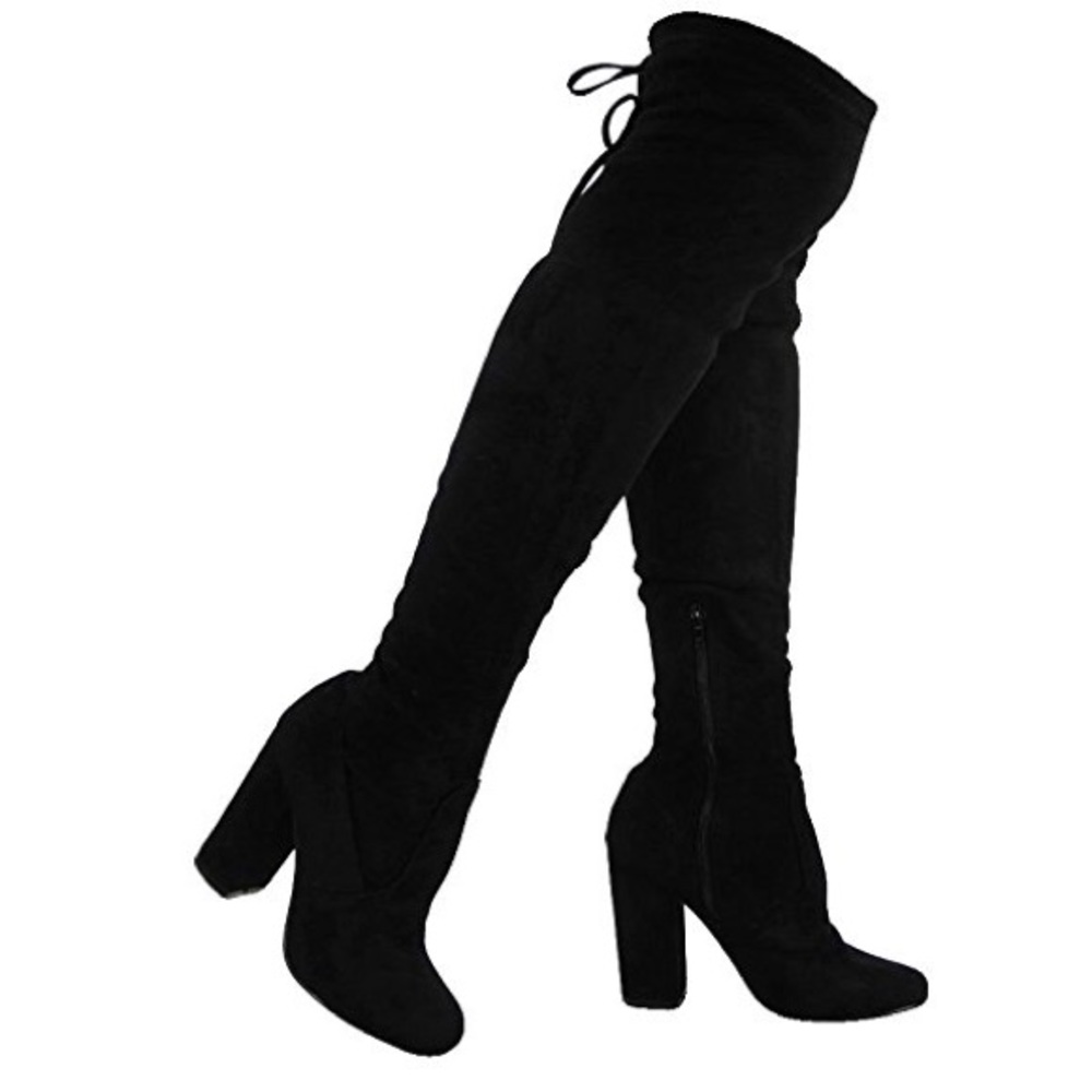 Thigh High Black Suede Boots