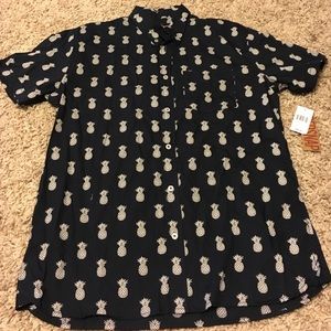 Men's navy pineapple button up