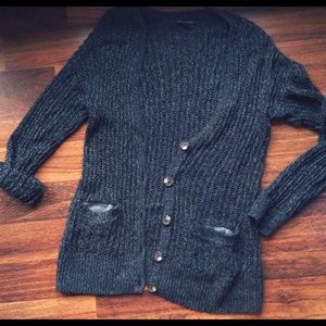 American Eagle black/dark gray cardigan sweater