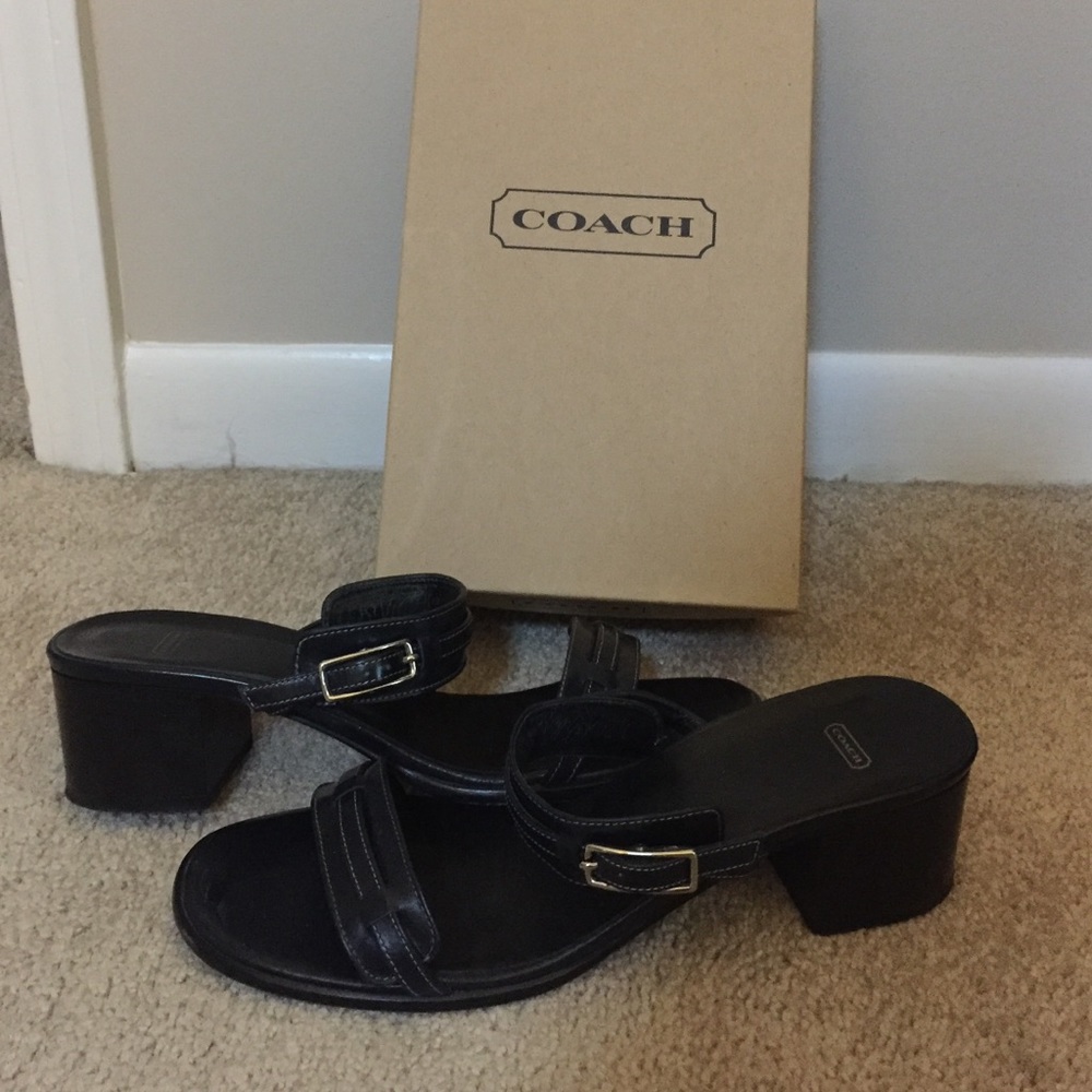 Coach, navy blue, leather sandals!