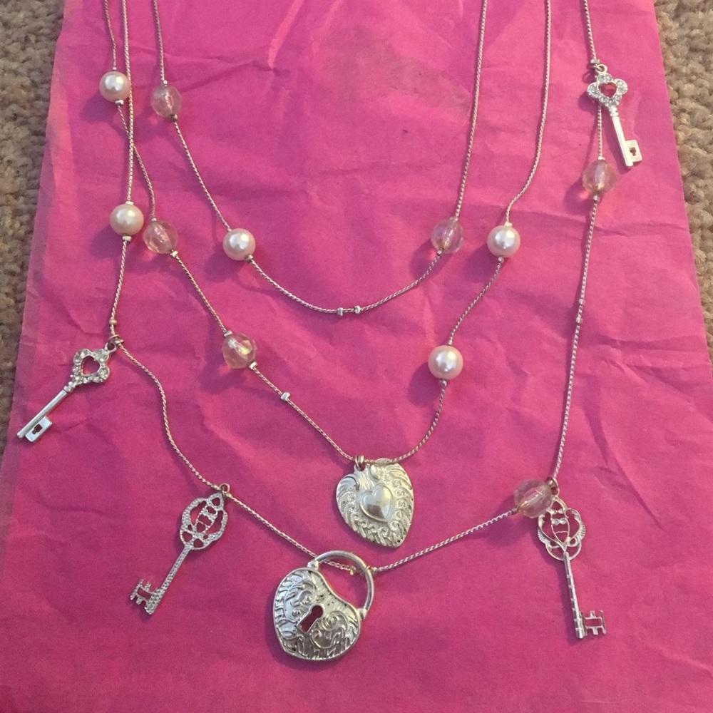 Layered key & lock necklace