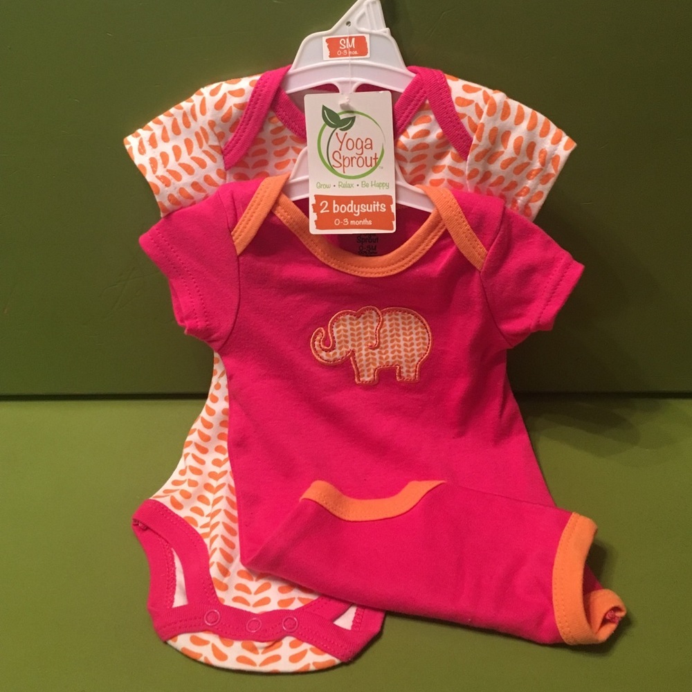 NWT adorable Yoga Sprout 0-3M girls bodysuits
