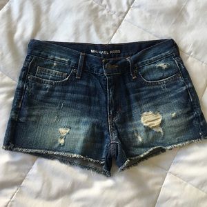 Michael Kors size 0 distressed denim jean shorts