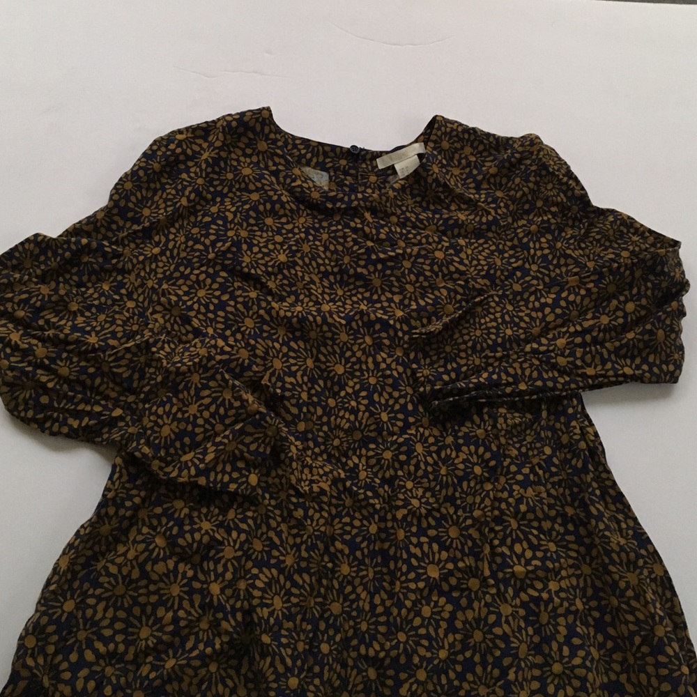 H&M shift dress size 4 blue and gold pattern