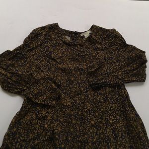 H&M shift dress size 4 blue and gold pattern