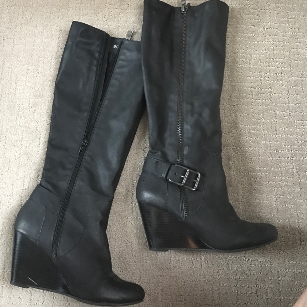 Bcbgeneration tall wedge black boots