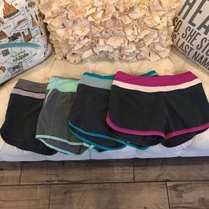 4 pairs of Lululemon "speed shorts". All size 4