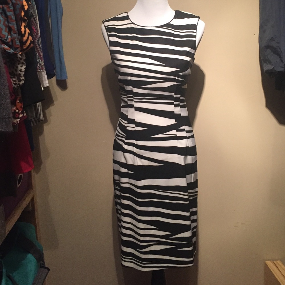 Classy black and white striped dress