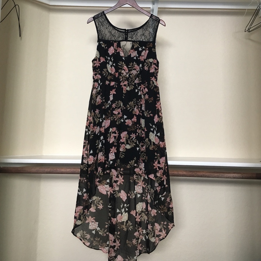Flower Print Hi-Low Dress
