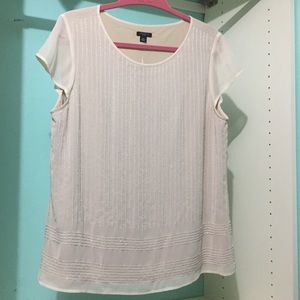 New Ann Taylor Beaded Cream Blouse