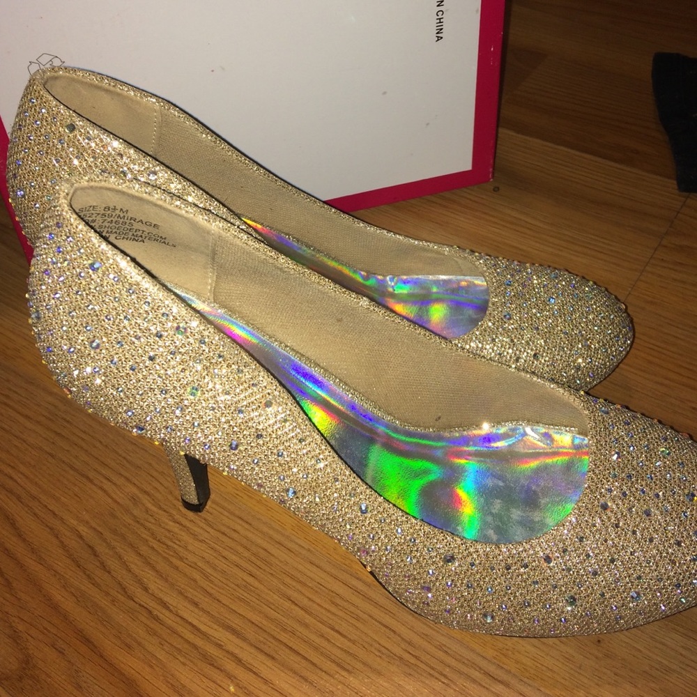 Gold high heels
