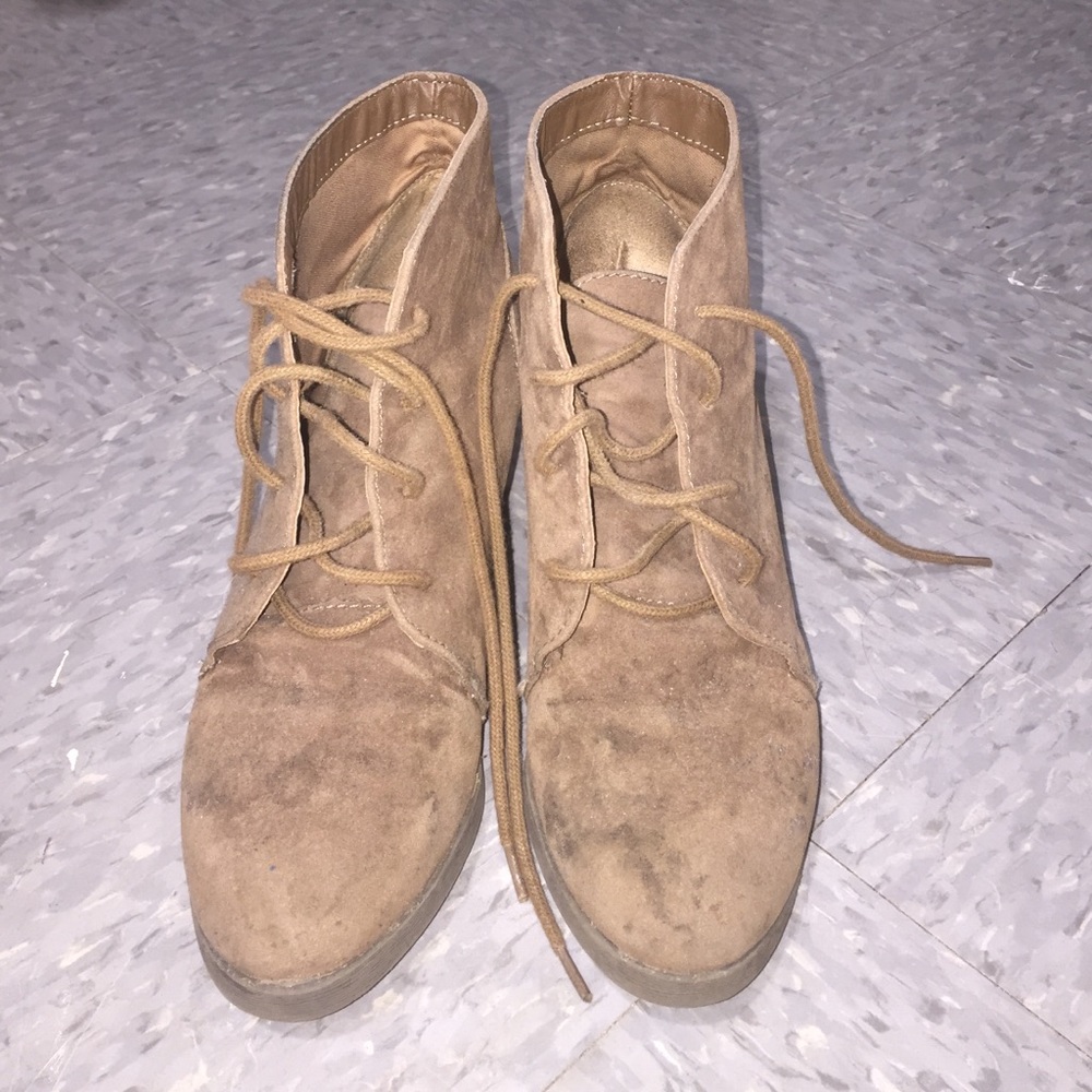 Brown suede booties