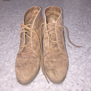 Brown suede booties