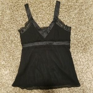 Black satin and lace tank.
