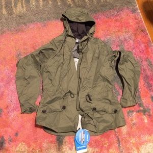 Olive green Columbia rain jacket