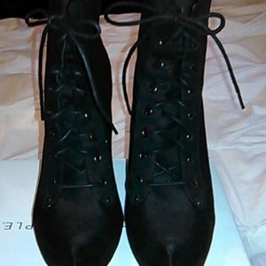 Black lace up booties
