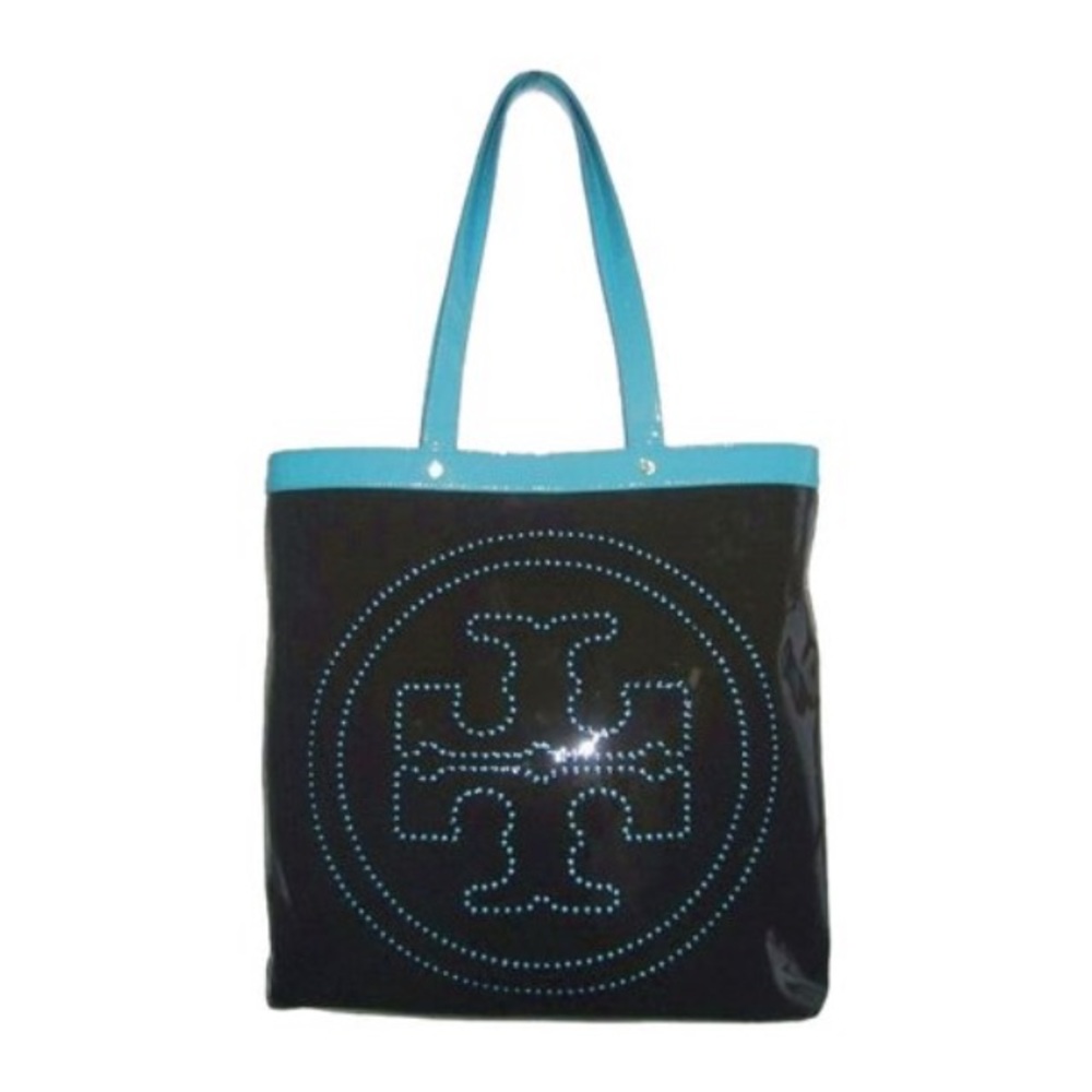 Tory Burch brown patent leather tote bag