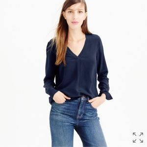J. Crew Silk Drapey V-neck Blouse