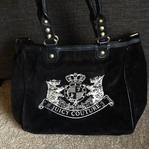 Used black velour Juicy Couture tote w/duster!