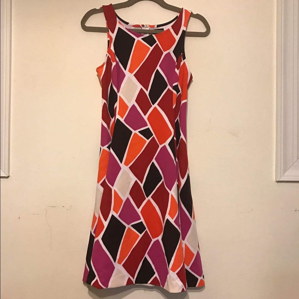 Mod fit and flare color block sleeveless dress