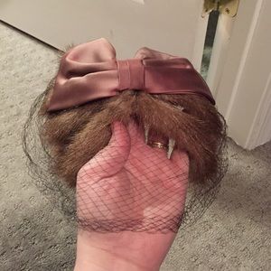Vintage fur hat with bow and veil