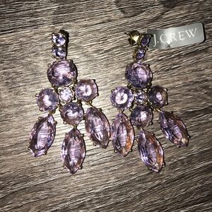 NWT J. Crew lavender crystal chandelier earrings