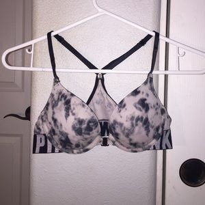 Tie-dye black and white pink (brand) bra