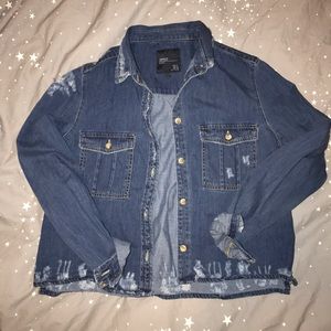 Zara Distressed Denim Top