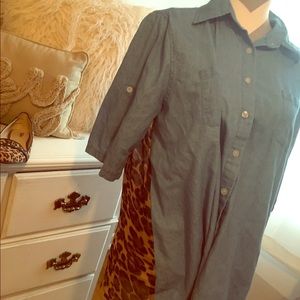 Cheetah print jean button up