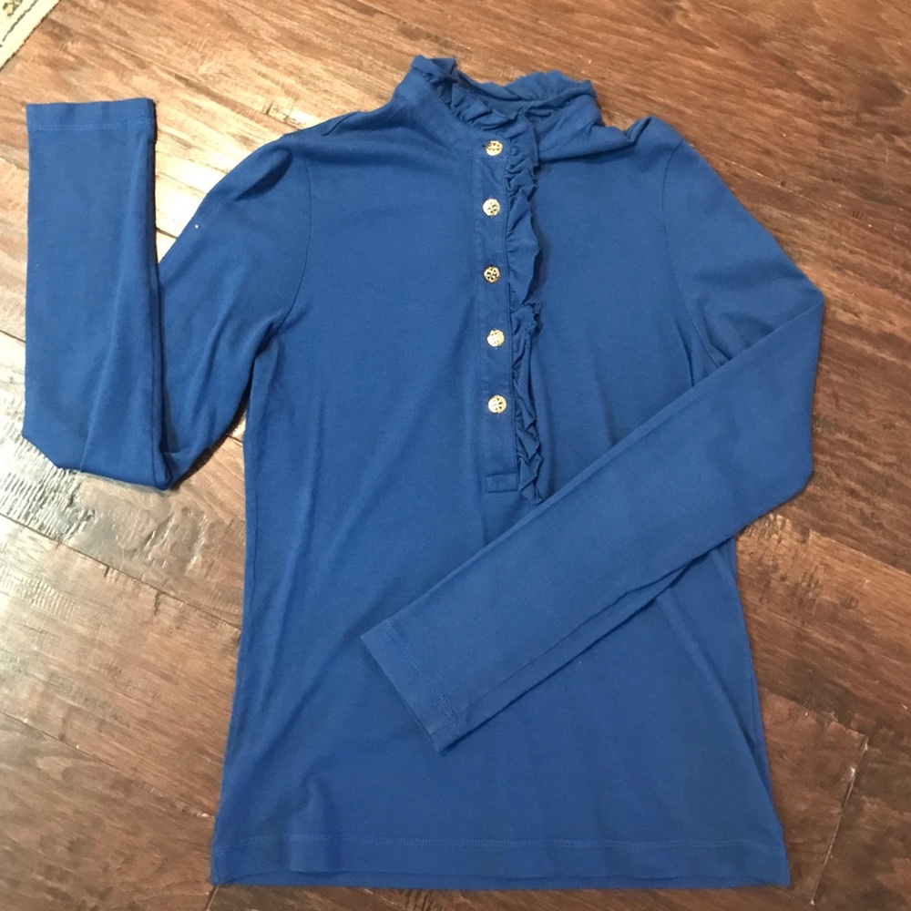 Tory Burch blue long sleeved feminine top