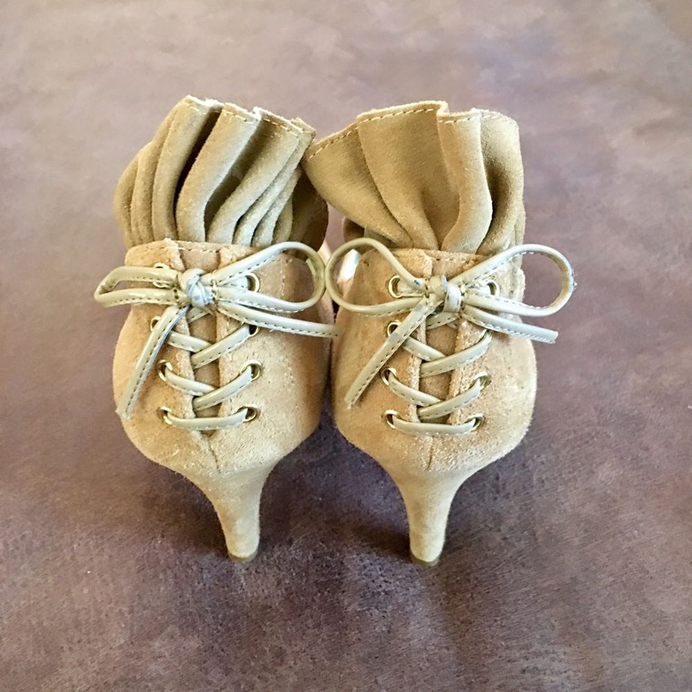 Suede 3" Heels with Ruffle & Lacing - Picture 2 of 3