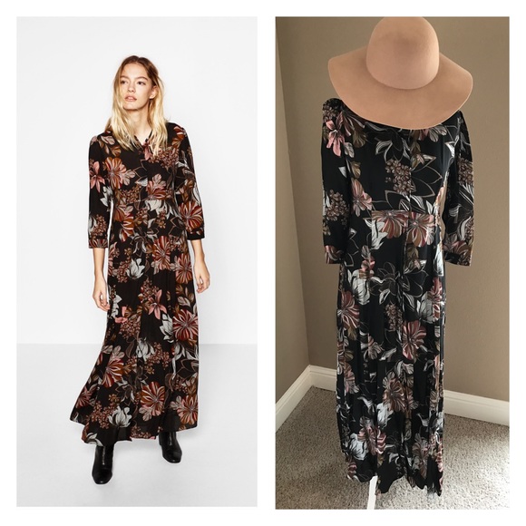 printed button up long sleeve maxi dress