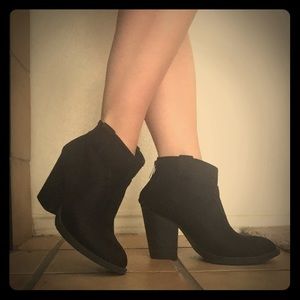 Black faux suede booties