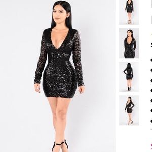Black Sequin Mini Dress