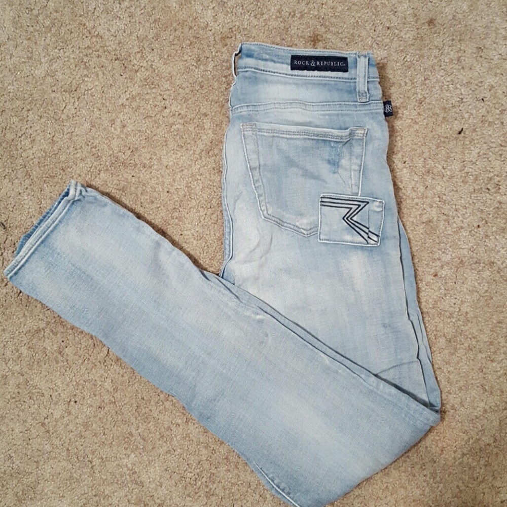 Rock and Republic faded patchwork skinny jeans 6m